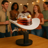 The Wine Savant Cowboy Hat Decanter, Western Style Rustic Design Glass Liquor Container Barware Display - 800ml Clear