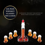 Funny Whiskey Decanter – Unique Glass Decanter for Scotch, Bourbon, Tequila & More – Hilarious Gag Gift with 6 Shot Glasses – Perfect for Parties & Novelty Barware
