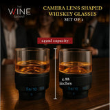The Wine Savant Camera Lens Whiskey Glasses |Set of 2