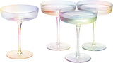Ribbed Coupe Cocktail Glasses 8 oz | Set of 4 (Iridescent)