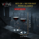 Silver Bat Wine Glasses Set of 2 Gothic Goblet Pair