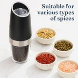 Battery Operated Salt & Pepper Mill with LED Light, Black