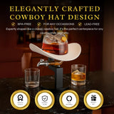 The Wine Savant Cowboy Hat Decanter, Western Style Rustic Design Glass - 800ml Clear