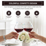 Confetti Stemmed Wine Glasses Set of 2, 20oz Multicolor Clear Glass