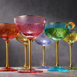 Vintage Art Deco Coupe for Champagne, Martini, Cocktails| Set of 2 | 7 oz (Pink)