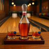 The Wine Savant Bowling Decanter, Sports Themed Whiskey Gift Set Glass Liquor Display Drinkware Bar Accessory - Clear