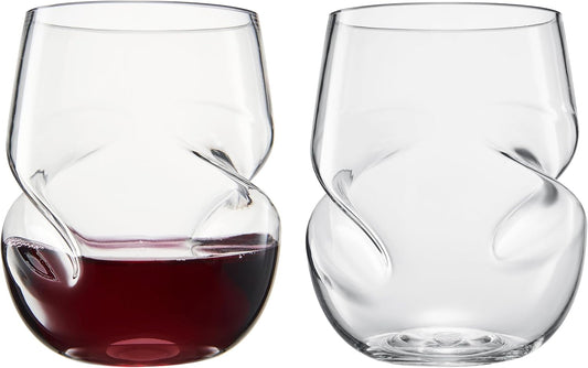 Khen Unbreakable Aerating Stemless Wine Glasses - Set of 2-13 oz Clear Glass