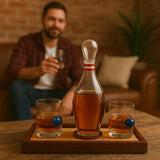 The Wine Savant Bowling Decanter, Sports Themed Whiskey Gift Set Glass Liquor Display Drinkware Bar Accessory - Clear