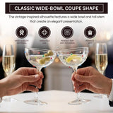 Confetti Coupe Glasses Set of 2, 7.44oz Colorful Clear Glass