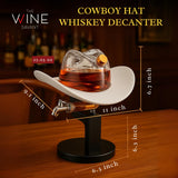 The Wine Savant Cowboy Hat Decanter, Western Style Rustic Design Glass Liquor Container Barware Display - 800ml Clear