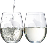 Set of 2 Dog Stemless German Shepherd Wine Glasses
