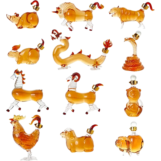12 Chinese Zodiac Wine & Whiskey Decanter Set | Set of 12