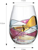 Painted STEMMLESS Wine Glass Box Set - 2 Glasses
