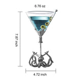 Pewter Kraken Octopus Martini Glass with Anchor Base, Nautical Cocktail Glass