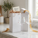 Confetti Stemmed Wine Glasses Set of 2, 20oz Multicolor Clear Glass
