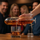 Submarine Whiskey & Wine Decanter Set - Wood Base 25oz