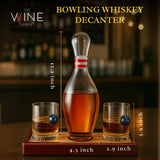 The Wine Savant Bowling Decanter, Sports Themed Whiskey Gift Set Glass Liquor Display Drinkware Bar Accessory - Clear