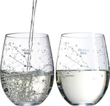 Set of 2 Zodiac Sign Wine Glasses with 2 Wooden Coasters (Taurus)