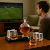 Soccer Whiskey Decanter Set with 2 Glasses & Holder Glasses