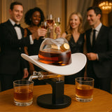 The Wine Savant Cowboy Hat Decanter, Western Style Rustic Design Glass Liquor Container Barware Display - 800ml Clear