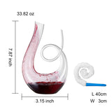 Art Series Swirl Wine Decanter – Hand Blown, Lead-Free Glass with Wide Base for Aeration – Elegant U-Shaped Design with Spill-Reducing Spout – Holds 33.8 oz – Modern Display for Red Wine Lovers