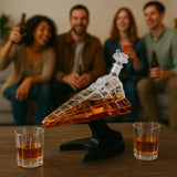 Galactic Command Cruiser Decanter Set | Handmade Glass | 17 Oz