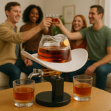 The Wine Savant Cowboy Hat Decanter, Western Style Rustic Design Glass Liquor Container Barware Display - 800ml Clear