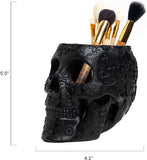 Skull Makeup Brush Holder, Pen Holder, Vanity, Desk (Black)