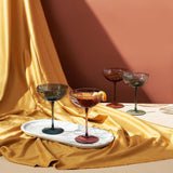 Martini & Champagne Luxury Angled Coupe Glasses 6 oz | Set of 4 | Muted Colored