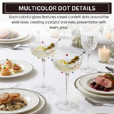 Confetti Coupe Glasses Set of 2, 7.44oz Colorful Clear Glass