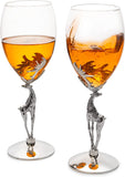 Stag Antler Set of 2 Wine Glasses 9"H (Wine)