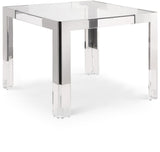 Casper Dining Table - Luxe Gold Frame with Clear Glass Top & Acrylic Legs for Stylish Dining Experience