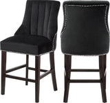 Oxford Velvet Contemporary Stool Set - Elegant Black Upholstered Design for Stylish Seating