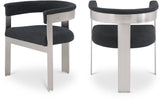 Romeo Dining Chairs Set of 2 - Elegant Upholstered Design with Brushed Chrome Frame for Modern Style