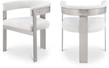 Romeo Dining Chairs Set of 2 - Elegant Upholstered Design with Brushed Chrome Frame for Modern Style