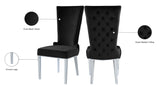 Serafina Velvet Dining Chair Set of 2 - Luxurious Upholstery with Chrome Legs & Regal Design
