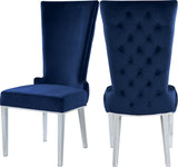 Serafina Velvet Dining Chair Set of 2 - Luxurious Upholstery with Chrome Legs & Regal Design