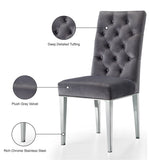 Juno Contemporary Dining Chair Set of 2 - Plush Upholstery with Stylish Chrome Base for Elegance