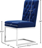 Carlton Navy Velvet Dining Chair Set of 2 - Contemporary Style with Chrome Base and Plush Comfort