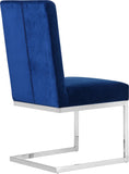 Carlton Navy Velvet Dining Chair Set of 2 - Contemporary Style with Chrome Base and Plush Comfort