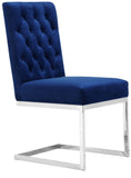 Carlton Navy Velvet Dining Chair Set of 2 - Contemporary Style with Chrome Base and Plush Comfort