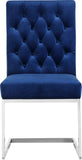 Carlton Navy Velvet Dining Chair Set of 2 - Contemporary Style with Chrome Base and Plush Comfort