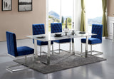 Carlton Navy Velvet Dining Chair Set of 2 - Contemporary Style with Chrome Base and Plush Comfort