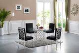 Opal Glass Contemporary Dining Table – Modern Geometric Design with Durable Metal and Elegant Finish