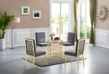 Opal Glass Contemporary Dining Table – Modern Geometric Design with Durable Metal and Elegant Finish