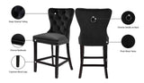 Nikki Luxurious Black Velvet Counter Stool Set of 2 - Tufted Design with Chrome Nailheads & Sturdy Legs