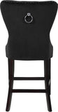Nikki Luxurious Black Velvet Counter Stool Set of 2 - Tufted Design with Chrome Nailheads & Sturdy Legs