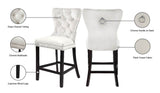 Nikki Luxurious Black Velvet Counter Stool Set of 2 - Tufted Design with Chrome Nailheads & Sturdy Legs