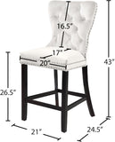 Nikki Luxurious Black Velvet Counter Stool Set of 2 - Tufted Design with Chrome Nailheads & Sturdy Legs