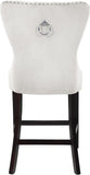 Nikki Luxurious Black Velvet Counter Stool Set of 2 - Tufted Design with Chrome Nailheads & Sturdy Legs